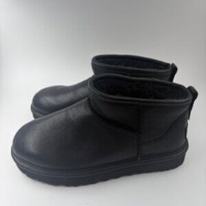 Ugg Women's Classic Ultra Mini Leather Boots in Black Size 5M
